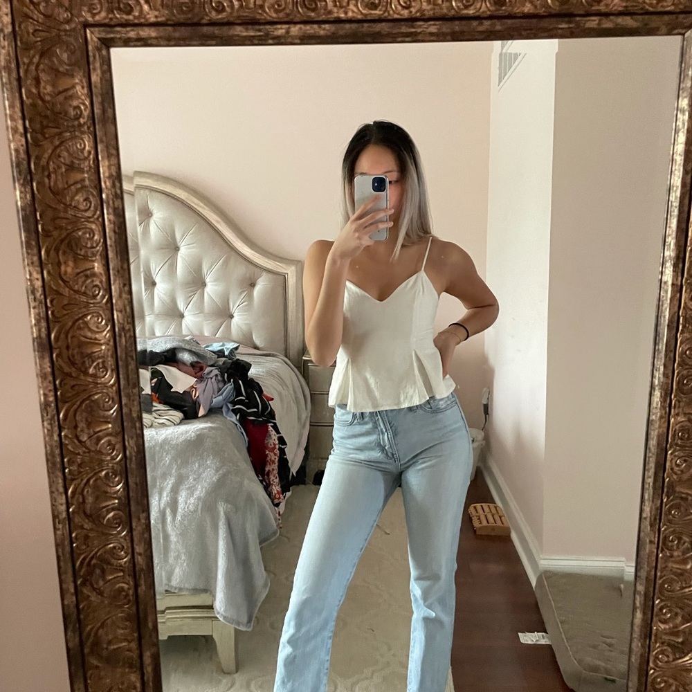 Zara Fitted White Cami in XS